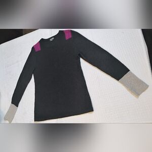 Lilla P Dark Gray And Purple Sweater